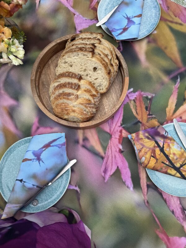 From My Mother's Garden Maple Table Cloth made of a heavyweight cotton drill and made in England