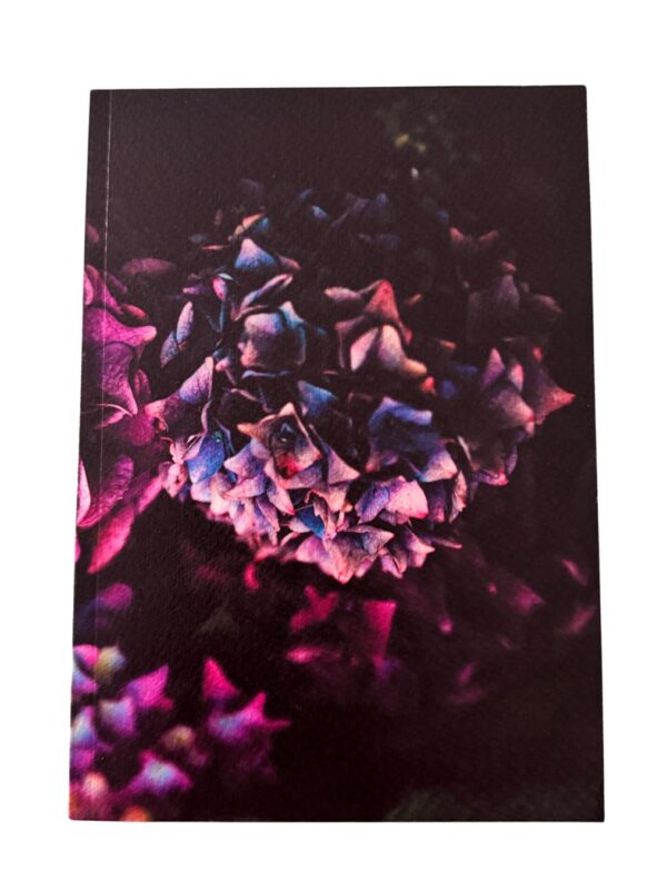 From My Mother’s Garden A5 Jewel Hydrangea notebook with textured card cover and 100 plain pages for writing, drawing, lists and gardening ideas.